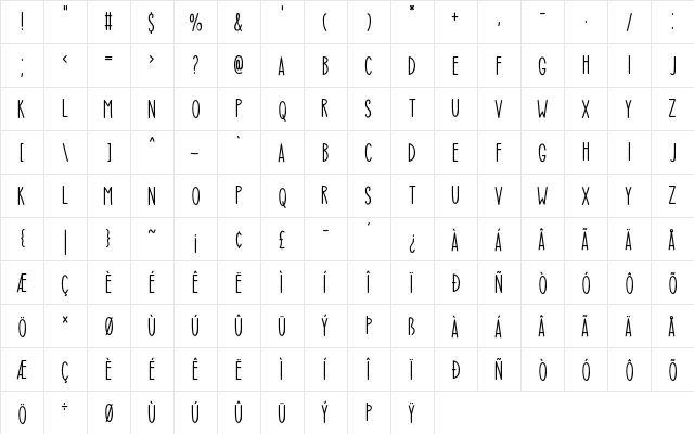 Sweet Summer Regular  glyph index