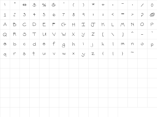 LD Artsy Regular  glyph index