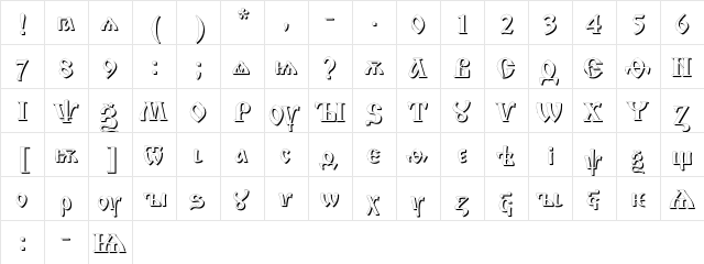 IzhitsaShadowC Regular  glyph index