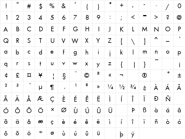 Loving 16 Regular  glyph index