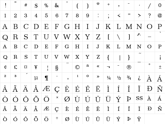 Mariam Becker Discaps Light Regular  glyph index