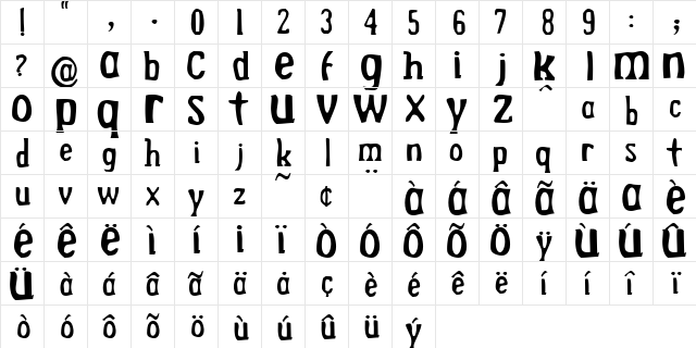 Drek Normal  glyph index