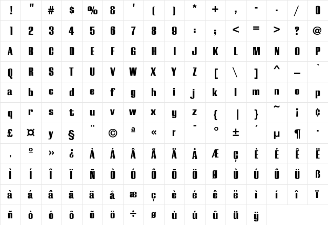 CaliforniaGrotesk Black  glyph index