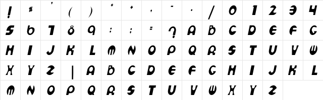 Espheres Cn Italic Italic  glyph index