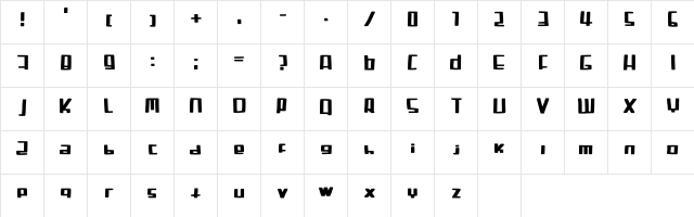 Sandman Regular  glyph index