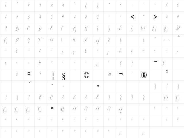 dattebayo Regular  glyph index