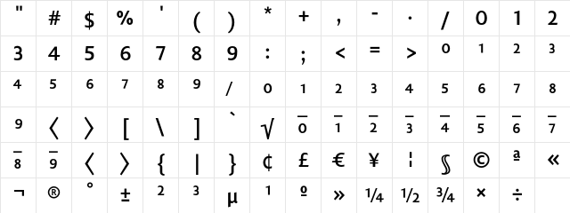 Lisboa Sans Expert Bold  glyph index