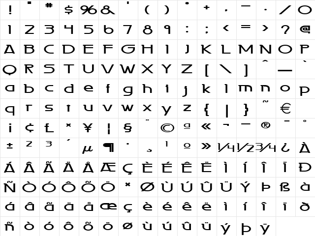 PersiaExtended Bold  glyph index