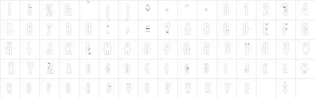 ThornsExtendedOutline Regular  glyph index