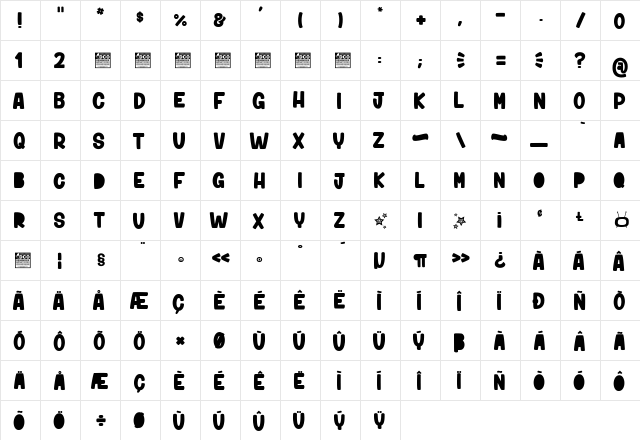 Niktalope_PersonalUseOnly Regular  glyph index