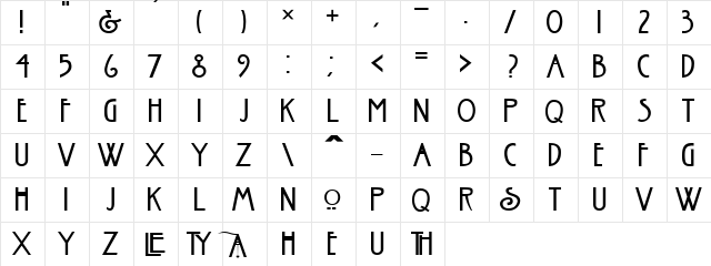 Old Normal  glyph index