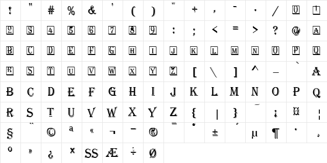 Algerian Initials D Regular  glyph index