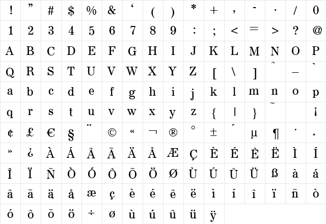 A850-Roman Regular  glyph index