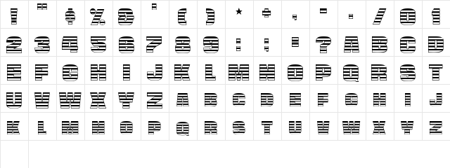StripesSCapsSSK Regular  glyph index