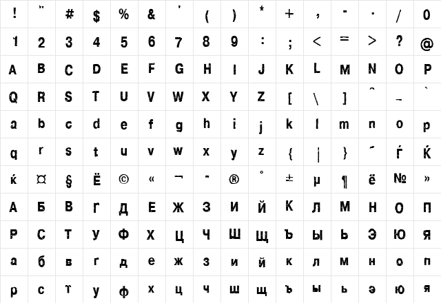 CrashC Regular  glyph index