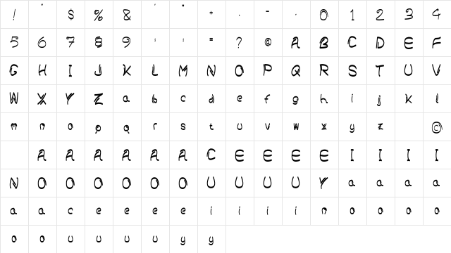 Bokier 2 Demo Regular  glyph index