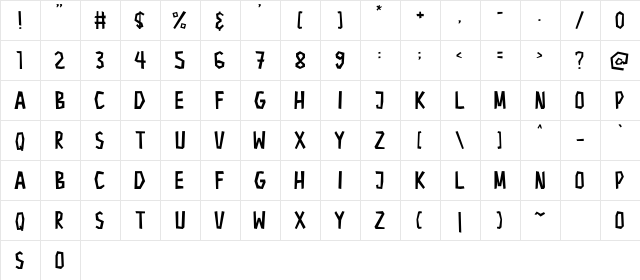 Crepes French Regular  glyph index