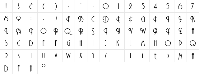 Freundlich Bold Regular  glyph index