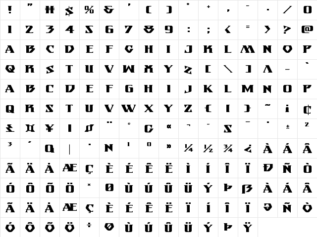 Eternal Knight Expanded Expanded  glyph index