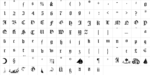 FlyingHollander Regular  glyph index