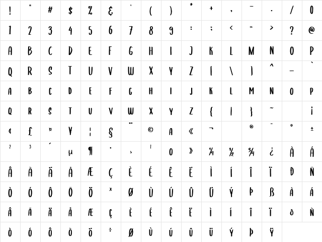SUBSCRIBER Regular  glyph index
