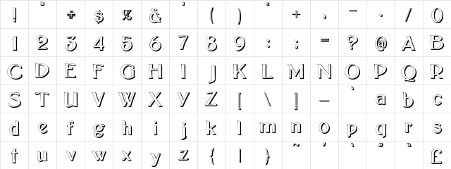 Bolton Sans Embossed Regular  glyph index