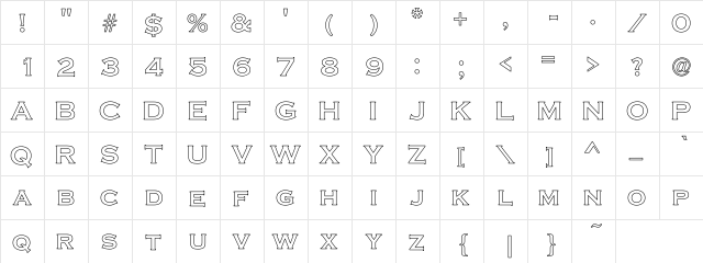Cimier Hollow Regular  glyph index
