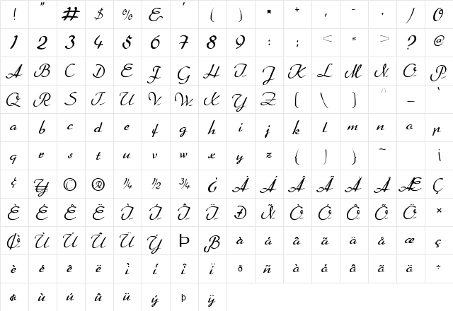 LA Bold Normal  glyph index