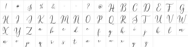 Flash Script DEMO Regular  glyph index