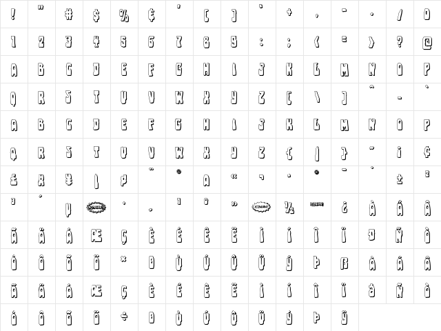 Pocket Monster Shadow Regular  glyph index