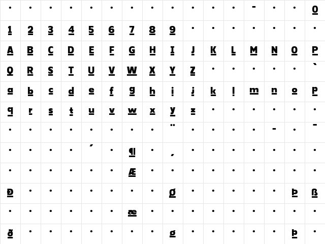 GovanTwo-AlternateLined Regular  glyph index