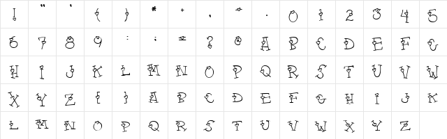4 my lover Regular  glyph index