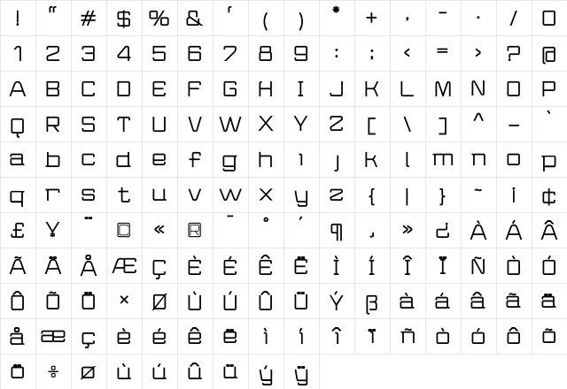 Wired Black  glyph index