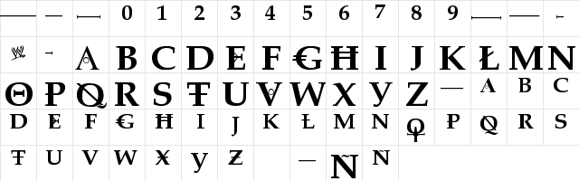 Dreaming of Lilian Regular  glyph index