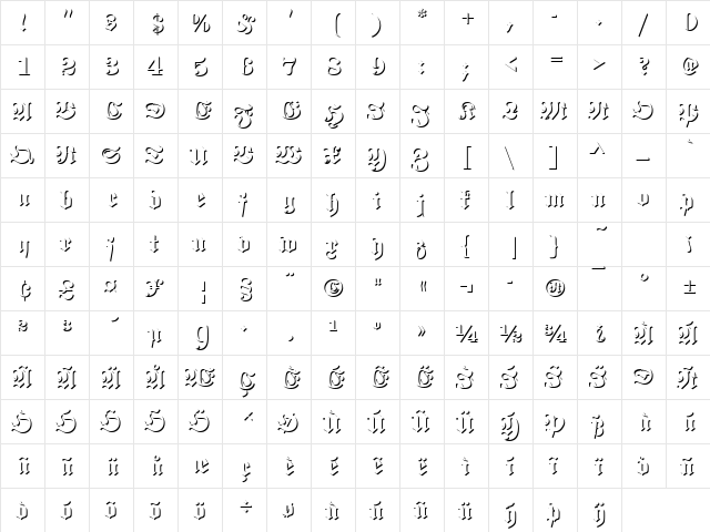 Fette Becker Fraktur OnlShad Regular  glyph index