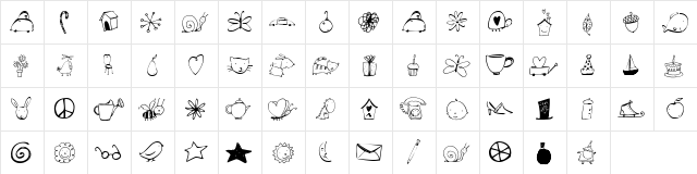 2Peas DW Dingbats Regular  glyph index
