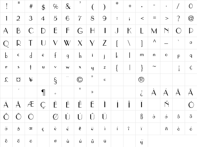Coke 3 Regular  glyph index