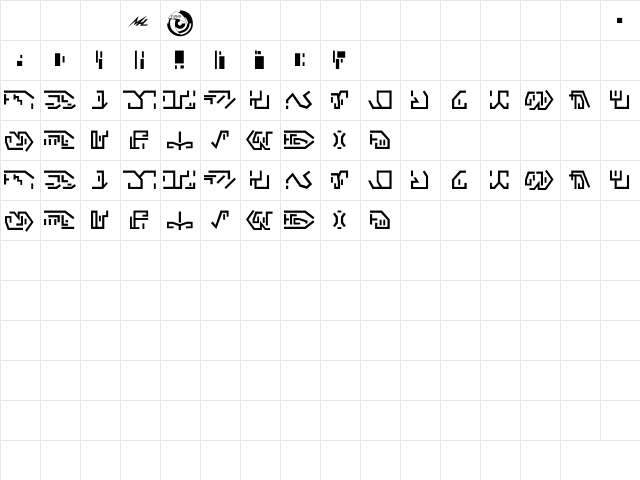 Iconian Bold  glyph index