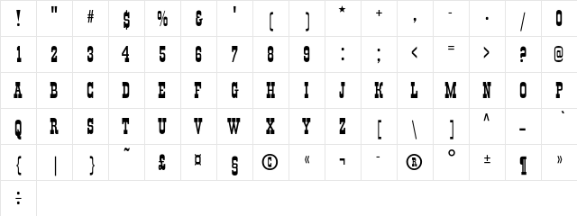 ItalianskyD Regular  glyph index