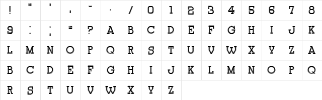 Onderneming Regular  glyph index