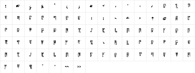 RussianLine Medium  glyph index