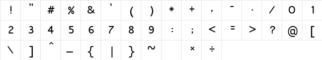 Mangal Regular  glyph index