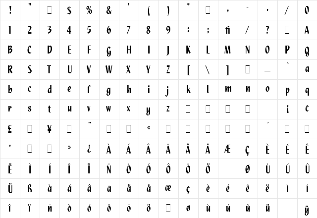 Quixley LET Plain  glyph index