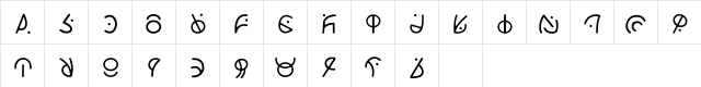 Alien Script Regular  glyph index