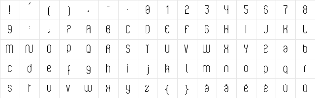Violette01 Regular  glyph index