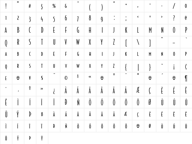 BodegaSans LightSmallcaps  glyph index