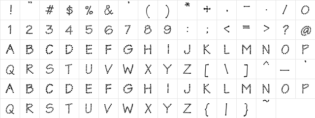 PC Bingo Dots Regular  glyph index