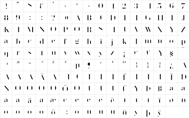 Geotica One Fill  glyph index