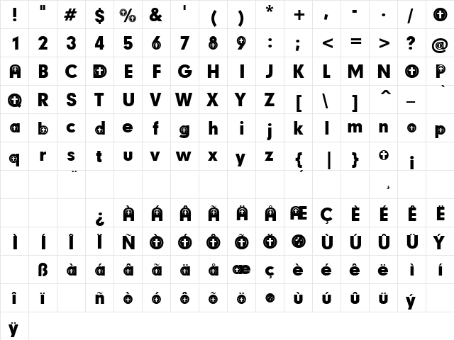 Christian Participants Regular  glyph index