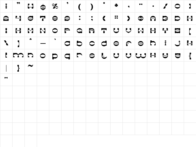 The Machine Gun Regular  glyph index